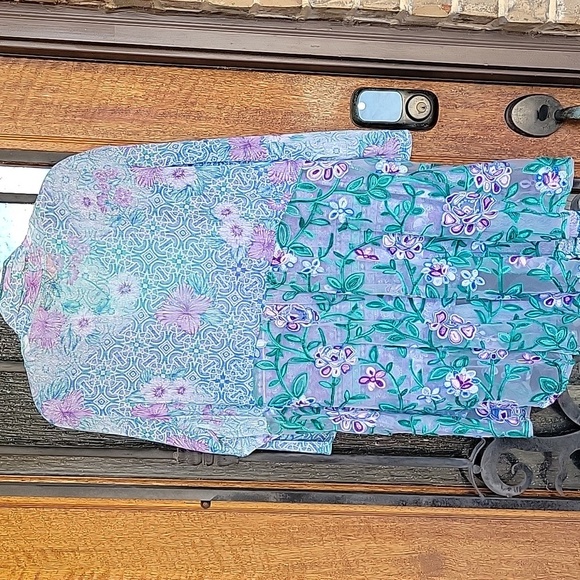 Floral Blue and Purple Women's 2 Piece Top - Picture 5 of 12